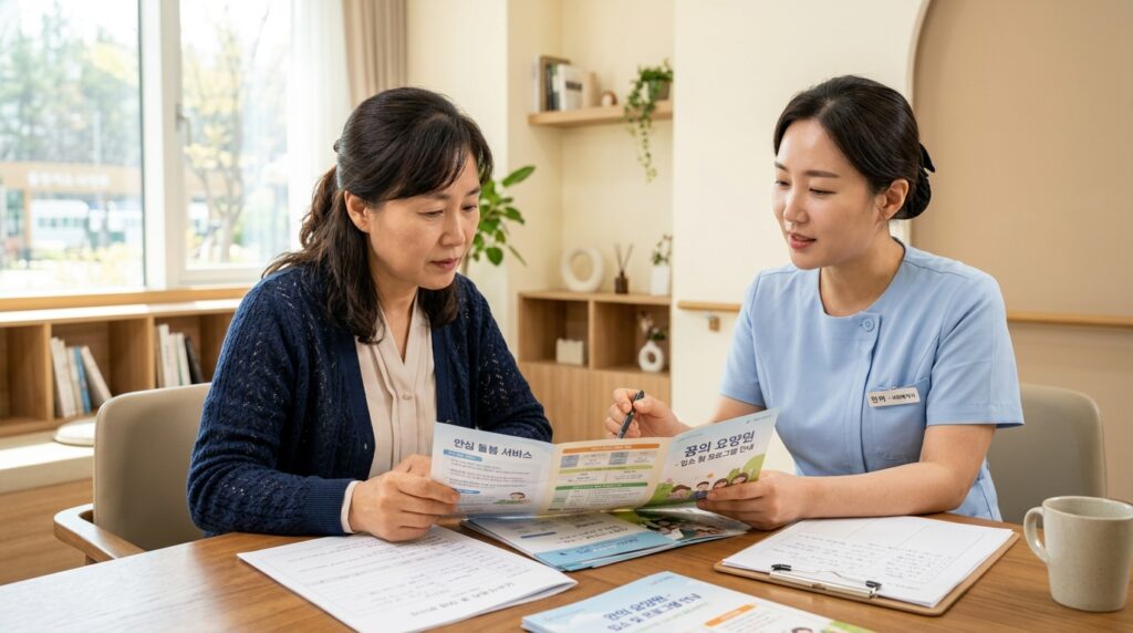 치료 후 회복기에 요양 시설을 알아보는 보호자