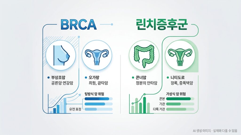 BRCA 유전자와 린치증후군 — 대표 유전성 암 증후군 안내 이미지