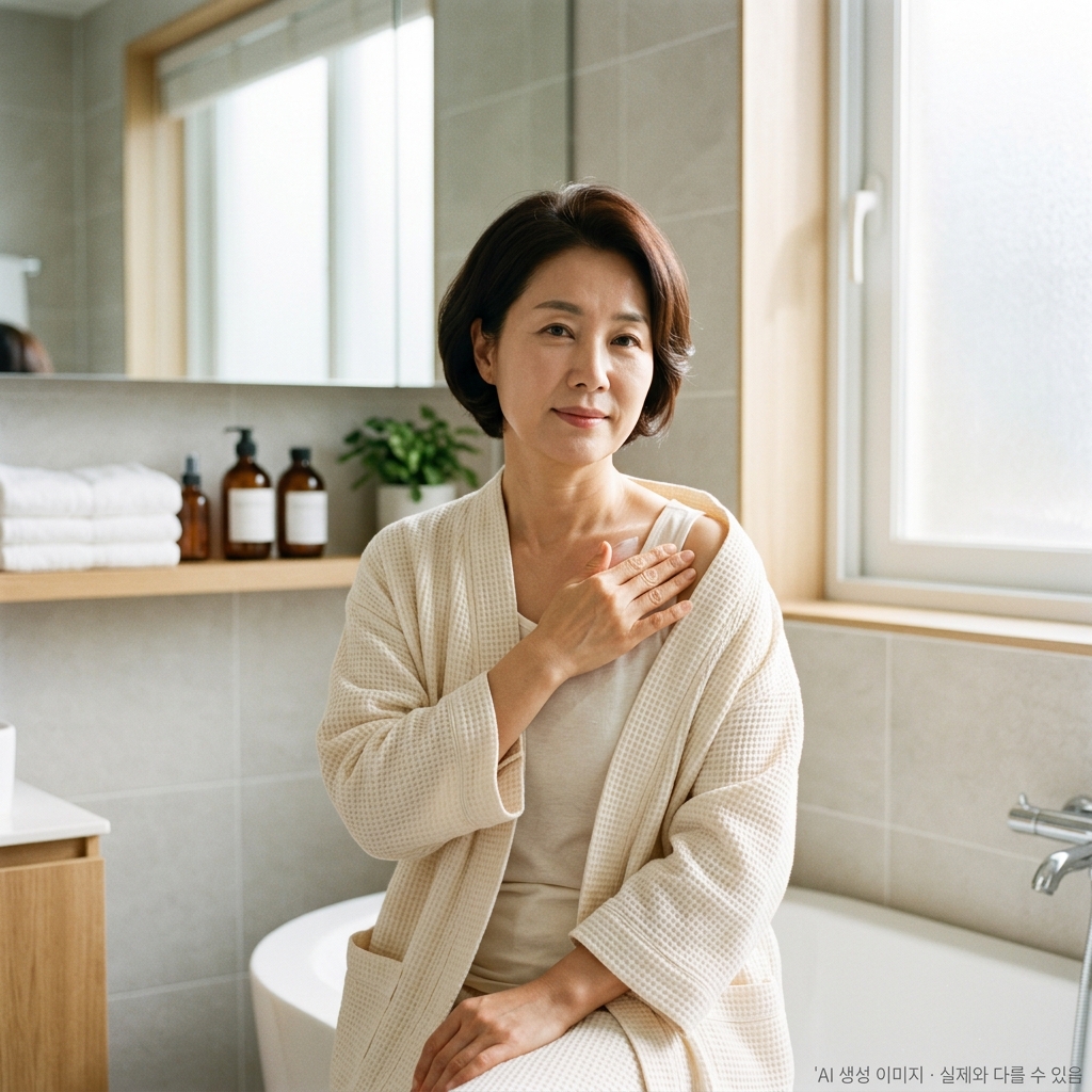 유방암 방사선치료 부작용 피부 관리 — 치료 부위에 보습제를 바르는 유방암 환자, returnhome.kr
