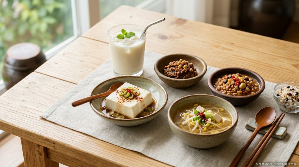 유방암 수술 후 콩 제품 논란 정리 — 두부, 두유, 된장 등 콩 식품과 이소플라본 안내 이미지