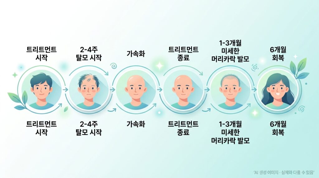 항암 탈모 시작 시기 — 항암 치료 후 탈모가 시작되는 시점과 진행 과정 안내 이미지